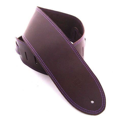 DSL Straps Classic Series Single Ply Guitar Strap 3.5in - Saddle Brown/Purple Stitch