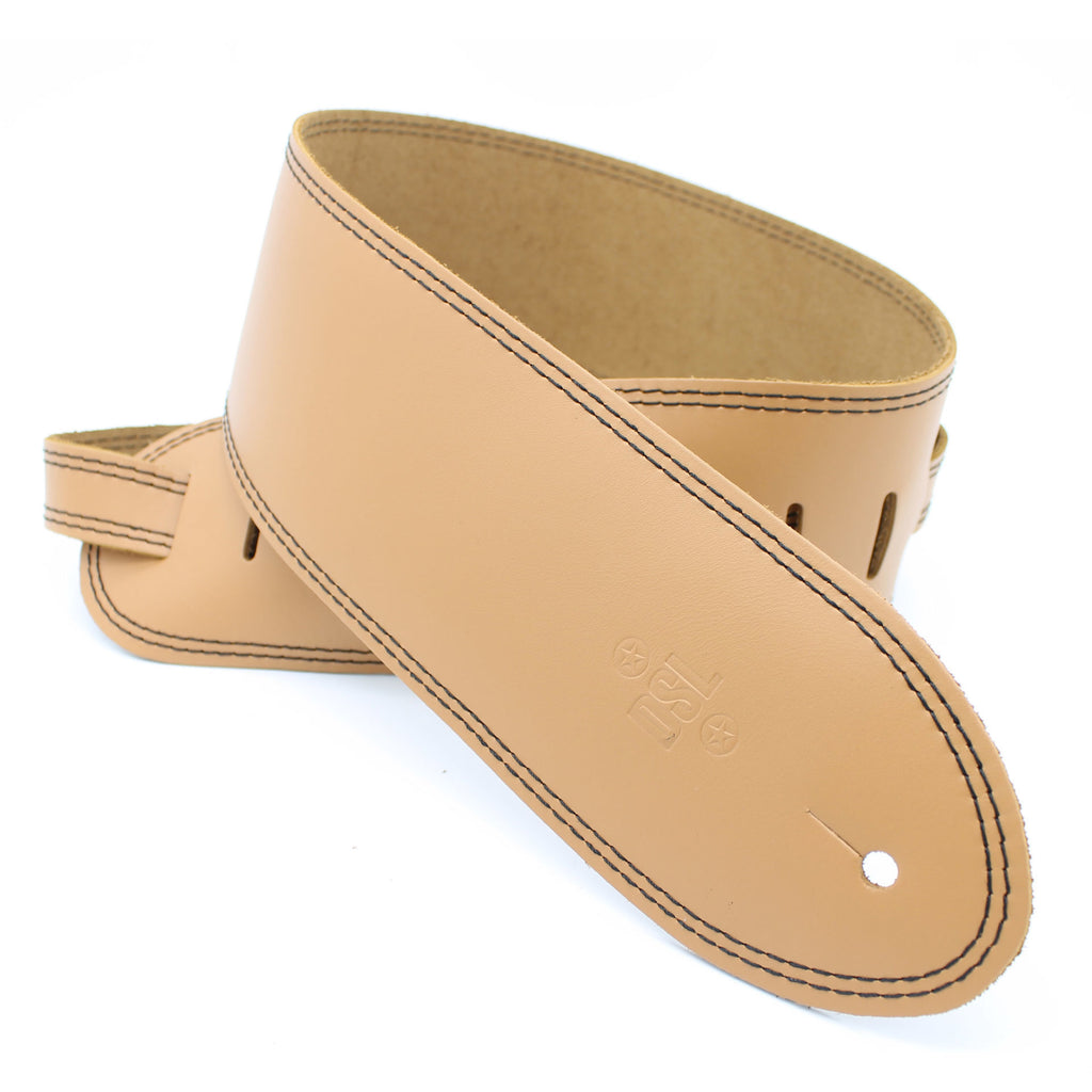 DSL Straps Classic Series Single Ply Guitar Strap 3.5in - Tan/Black Stitch