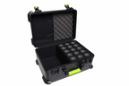 GATOR Gator SH-MICCASE15 Shure microphone case with TSA latches for 15 wired mics, durable protective bag with secure closure.