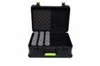 GATOR Gator SH-MICCASE15 Shure microphone case with TSA latches for 15 wired microphones, sturdy black bag with secure zipper.