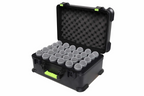 GATOR SH-MICCASE30 microphone case with TSA latches for 30 wired microphones, durable bag with padded interior and secure closure.