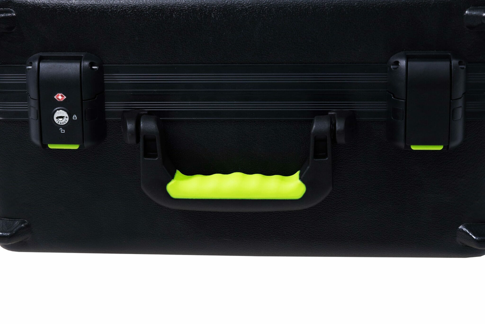 GATOR SH-MICCASE30 Shure microphone case with TSA latches designed for 30 wired microphones, durable protective travel bag.