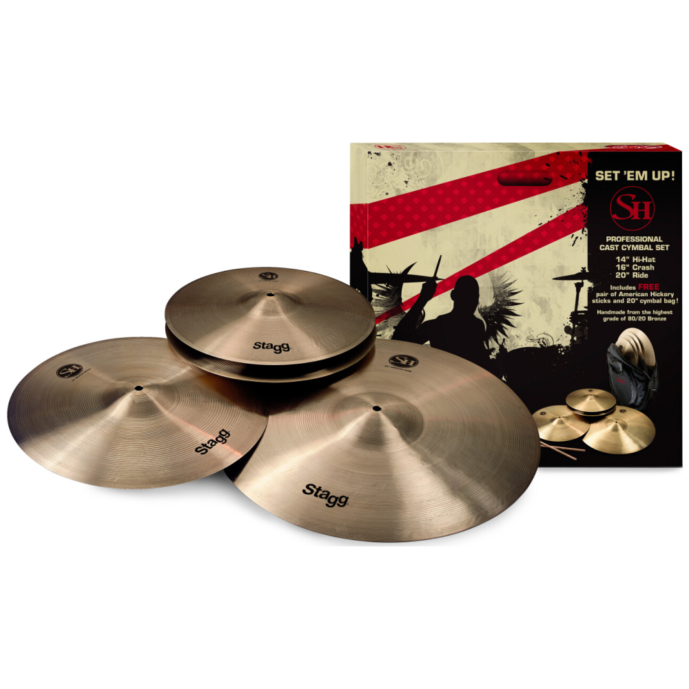 Stagg SH Bronze Cymbal Set with Bonus Cymbal Bag and Sticks