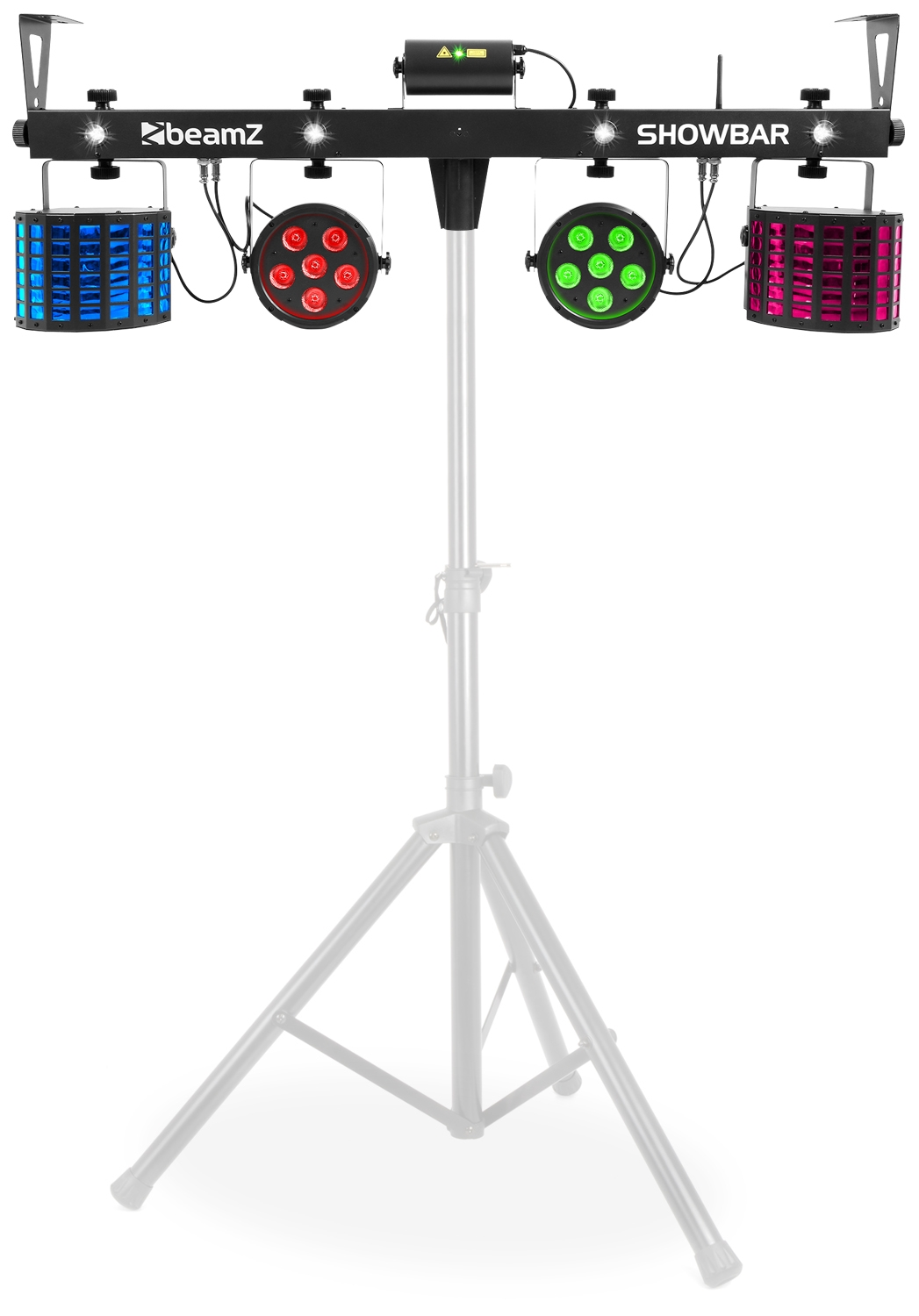 Beamz ShowBar 2 x Par 6x6in 2xDerby Laser R/G DMX IR Light