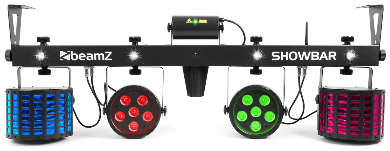 Beamz ShowBar 2 x Par 6x6in 2xDerby Laser R/G DMX IR Light