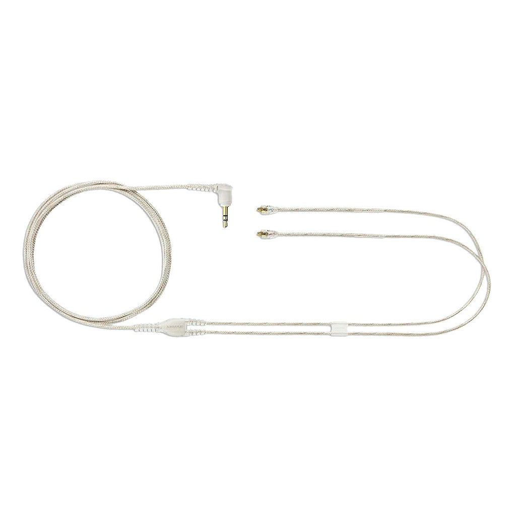 Shure EAC64CL clear 64-inch detachable audio cable for SE315, SE425, and SE535 in a close-up view.