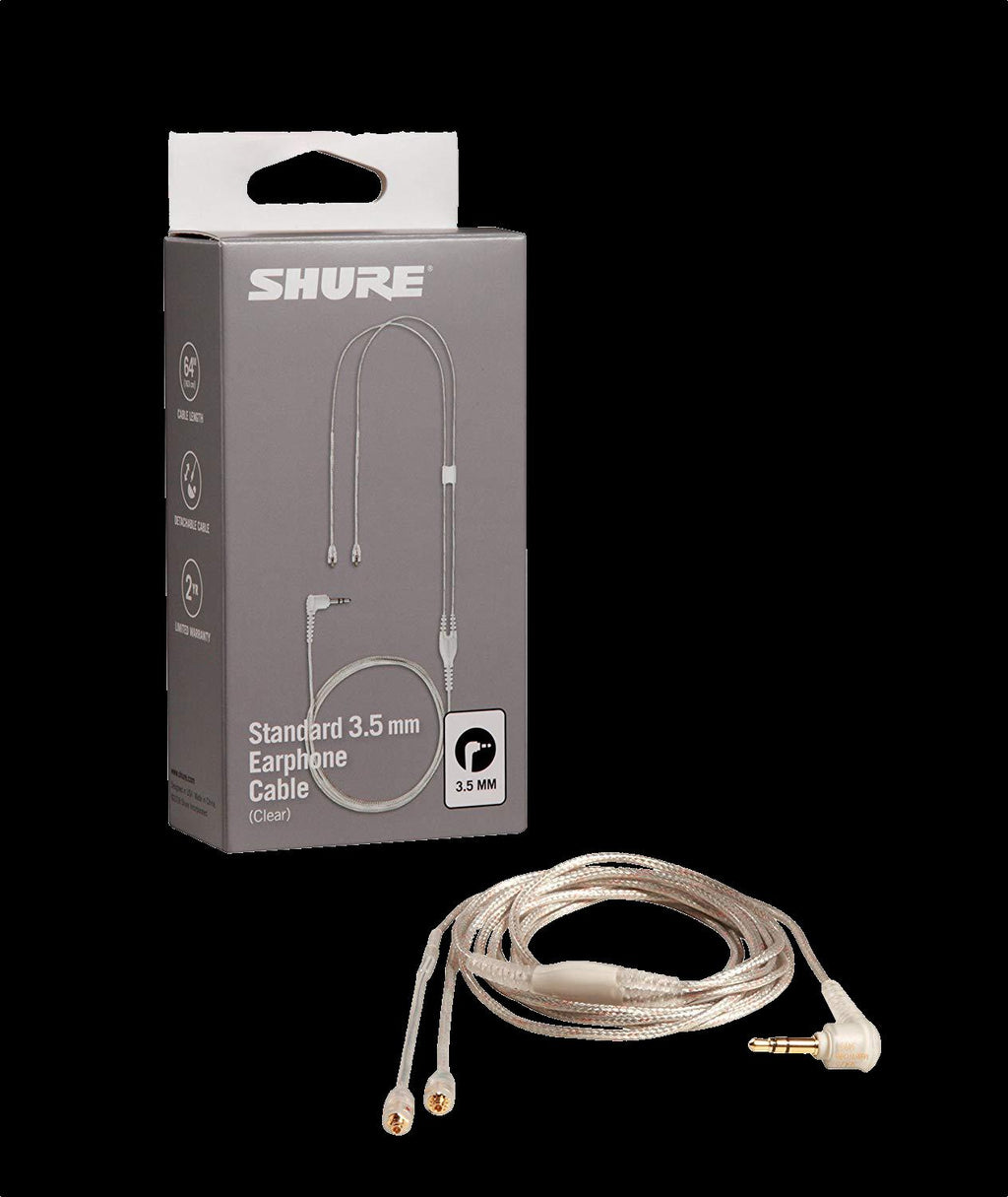 Shure EAC64CL clear 64-inch detachable earphone cable for SE315, SE425, and SE535 in PA accessories collection.