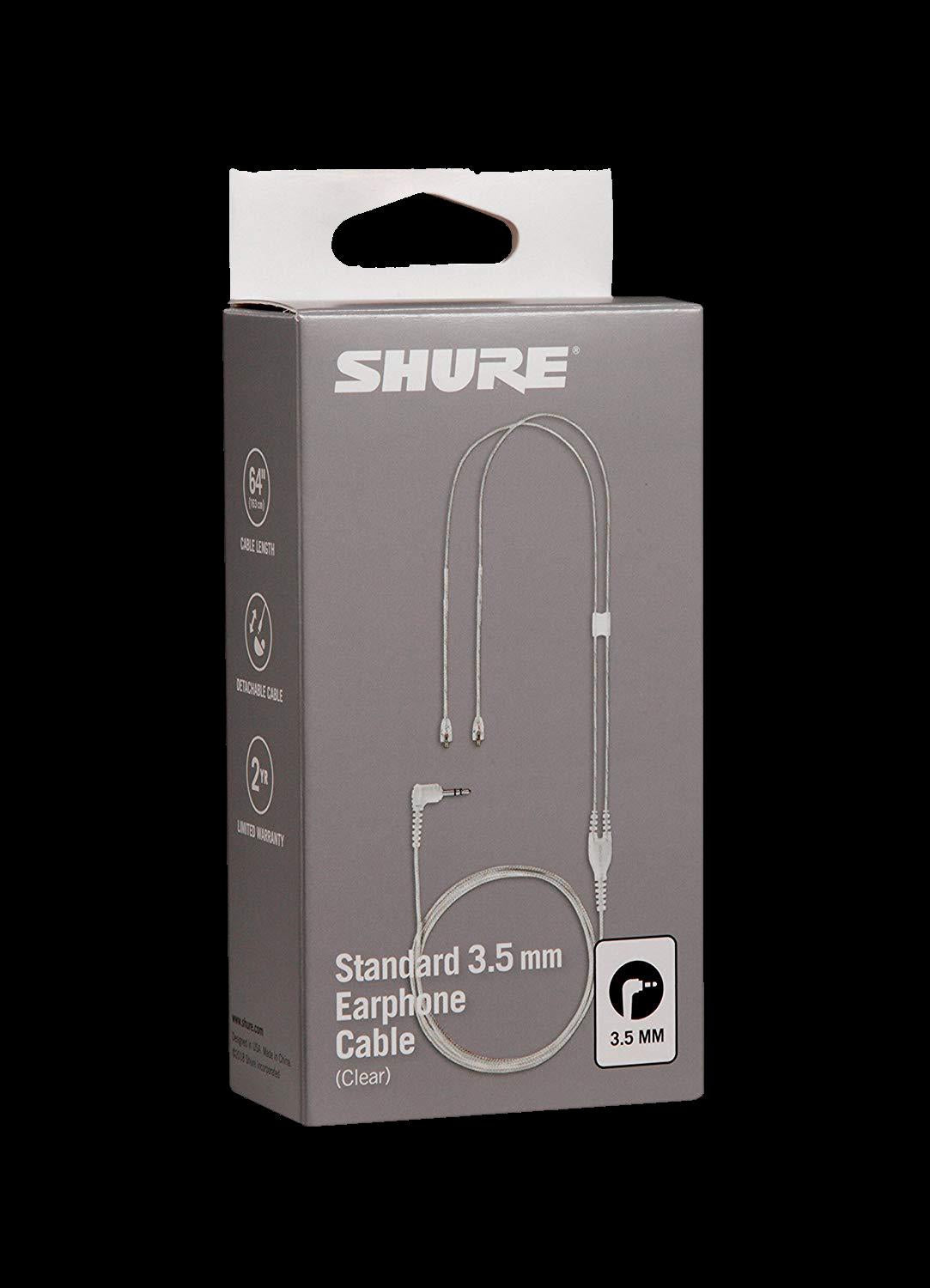 Shure EAC64CL clear detachable cable, 64-inch length, for SE315, SE425, and SE535 in PA accessories category
