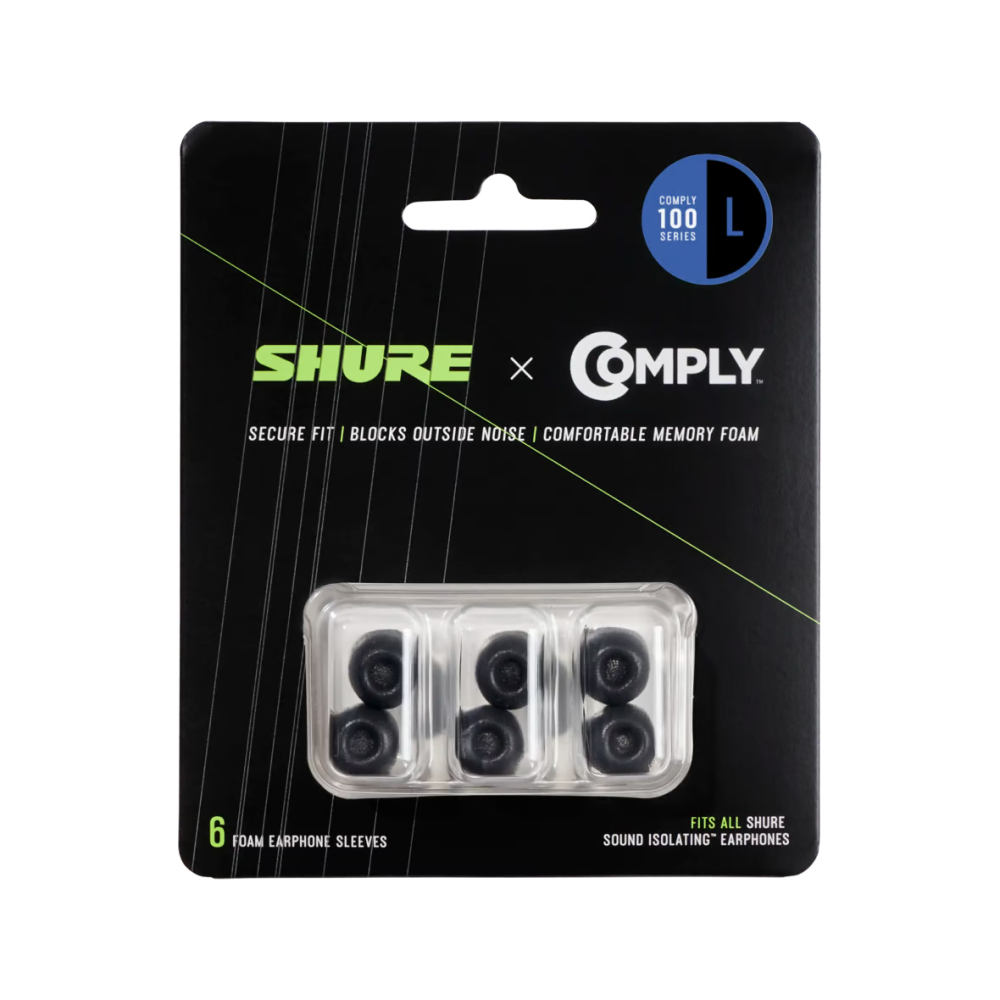 Shure EACYF1-6L Large Comply Series Black Foam Sleeves (3 Pair)