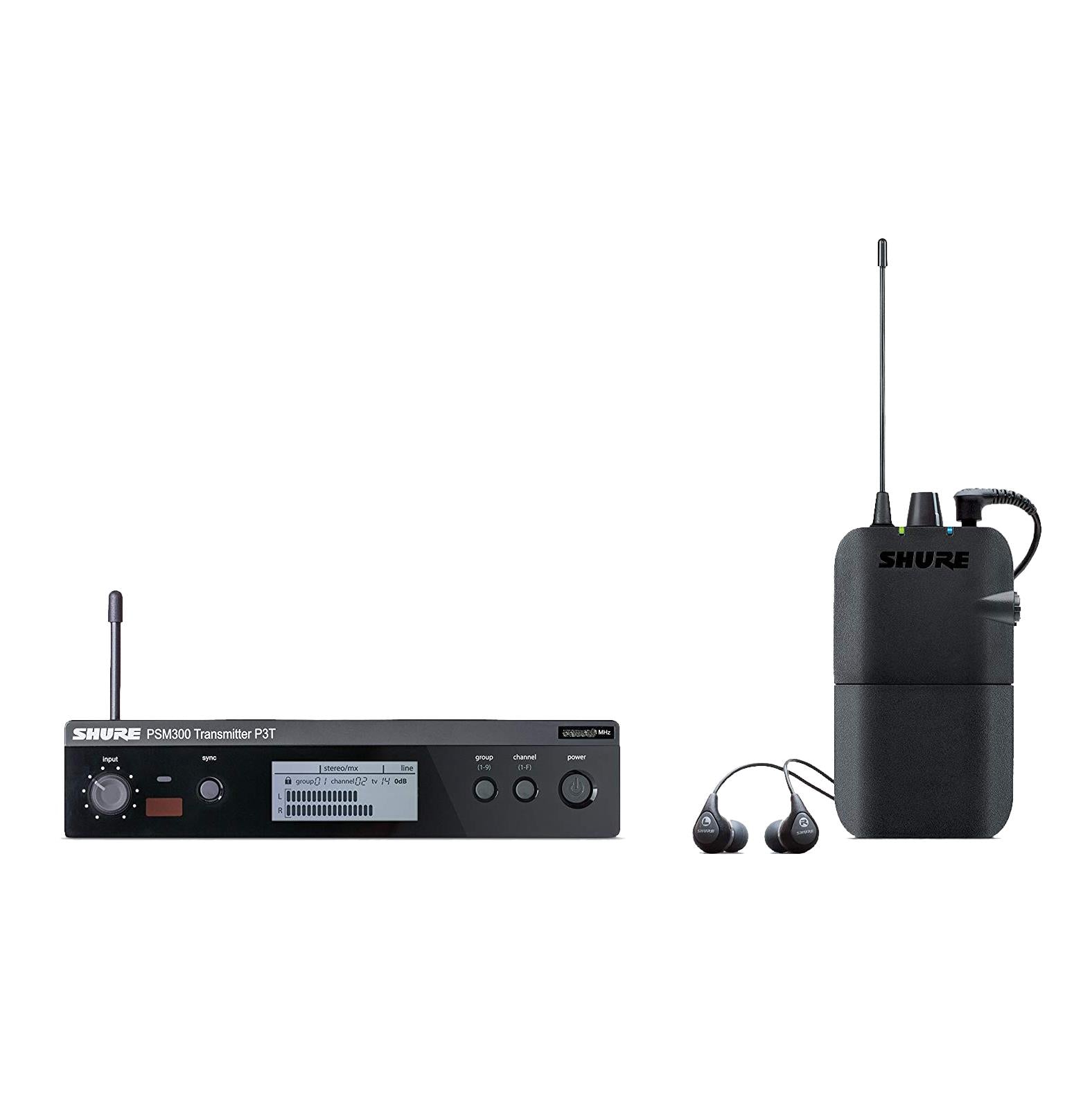 Shure P3TR112G PSM300 Wireless System with Grey SE112 Sound Isolating Earphones (J10: 584-608 MHz)