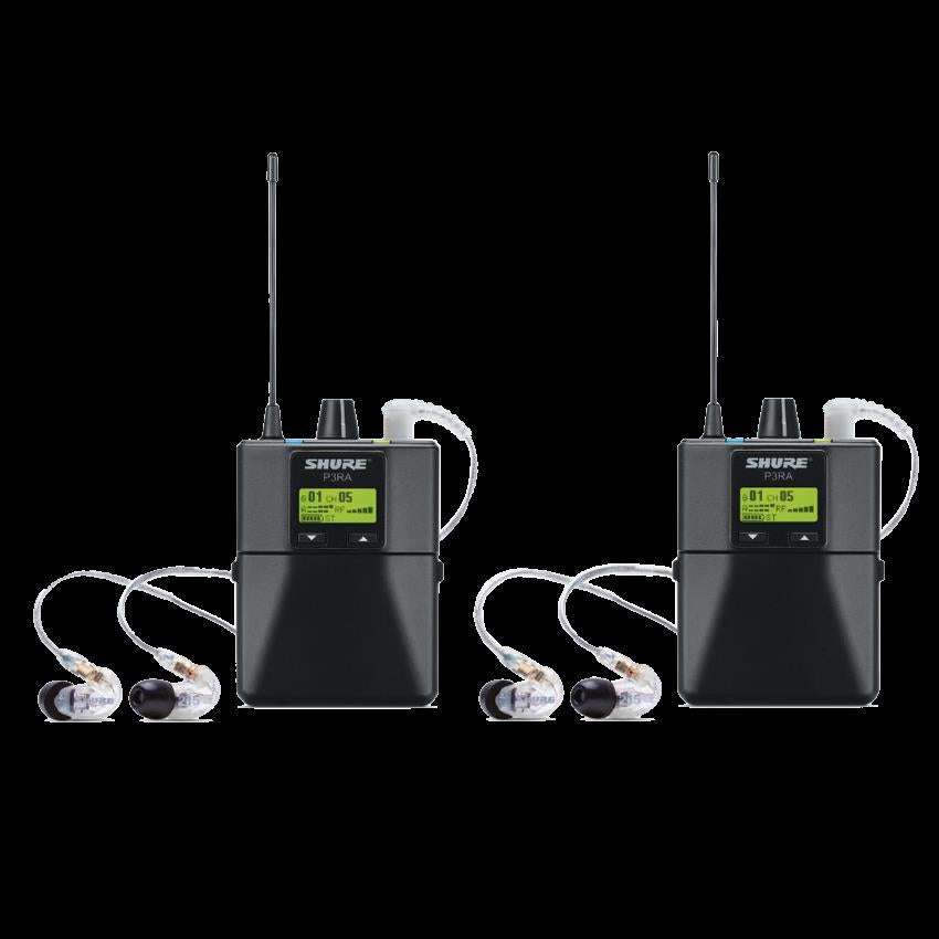 PSM300 Twin Wireless System 630-654 MHz; includes 2x P3R Bodypacks & 2x SE215-CL