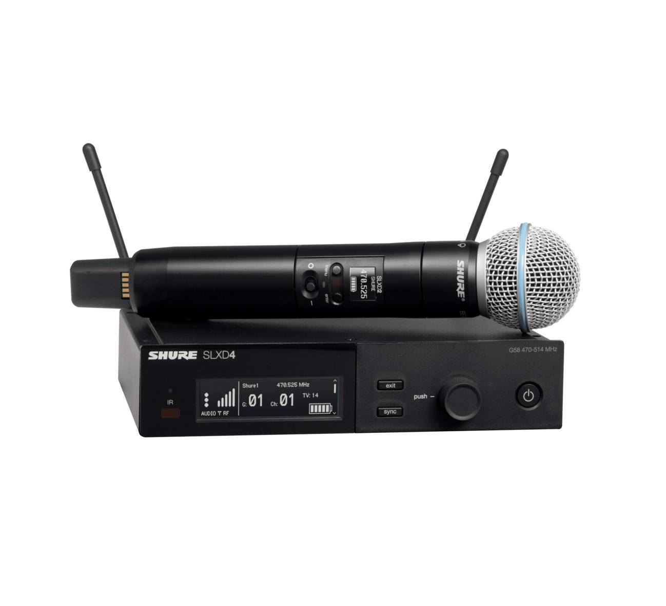 Shure SLX-D System with SLXD2/Beta58 Handheld Transmitter & SLXD4 Digital Wireless Receiver