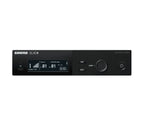 Shure SLX-D digital wireless receiver for microphones with display and antenna connections.