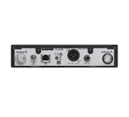Shure SLX-D digital wireless receiver for microphones with display and antenna connections, used in professional audio setups.