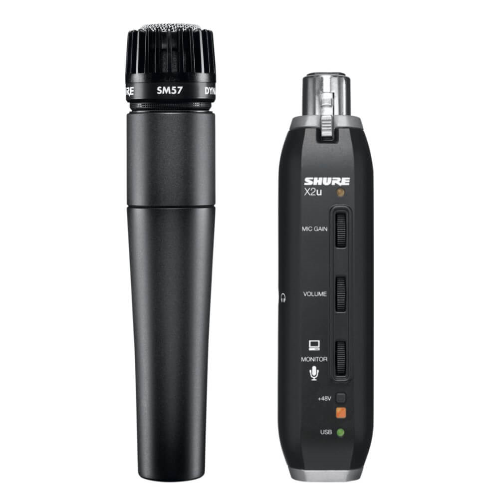Shure SM57 Dynamic Instrument Microphone w X2U USB Adapter