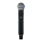 Shure SLX-D digital wireless handheld transmitter with Beta58 microphone for professional live sound and performances.
