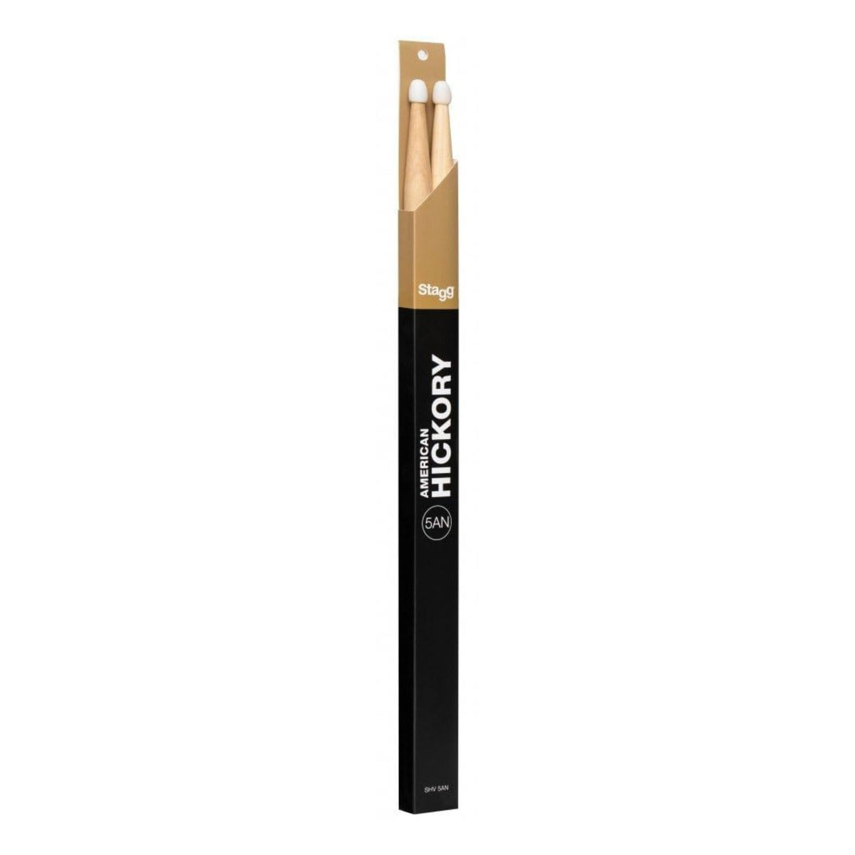 Stagg 5A American Hickory drumsticks with nylon tips, showing a pair of drumsticks on a plain background.