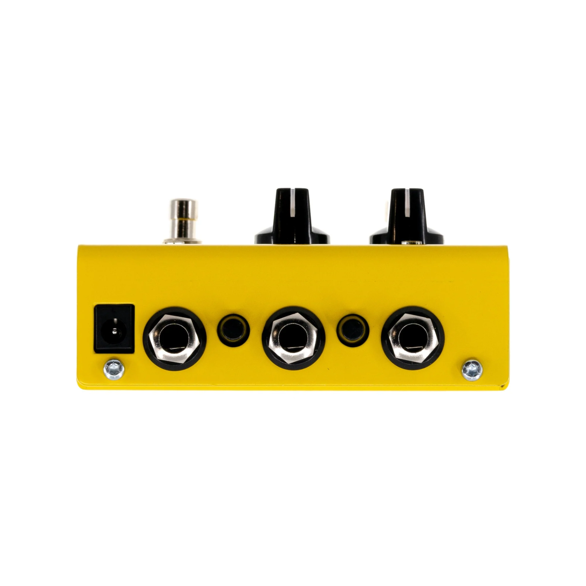 Surfy Industries StereoMaker Advanced ABY switch effects pedal with dual input/output jacks and control knobs, black finish.