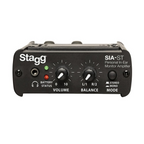 Stagg wired in-ear monitor amplifier with controls and cables, designed for high-quality audio listening and professional use