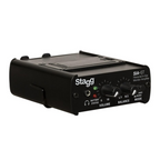 Stagg wired in-ear monitor amplifier with control knobs and headphone jack, designed for professional audio monitoring.