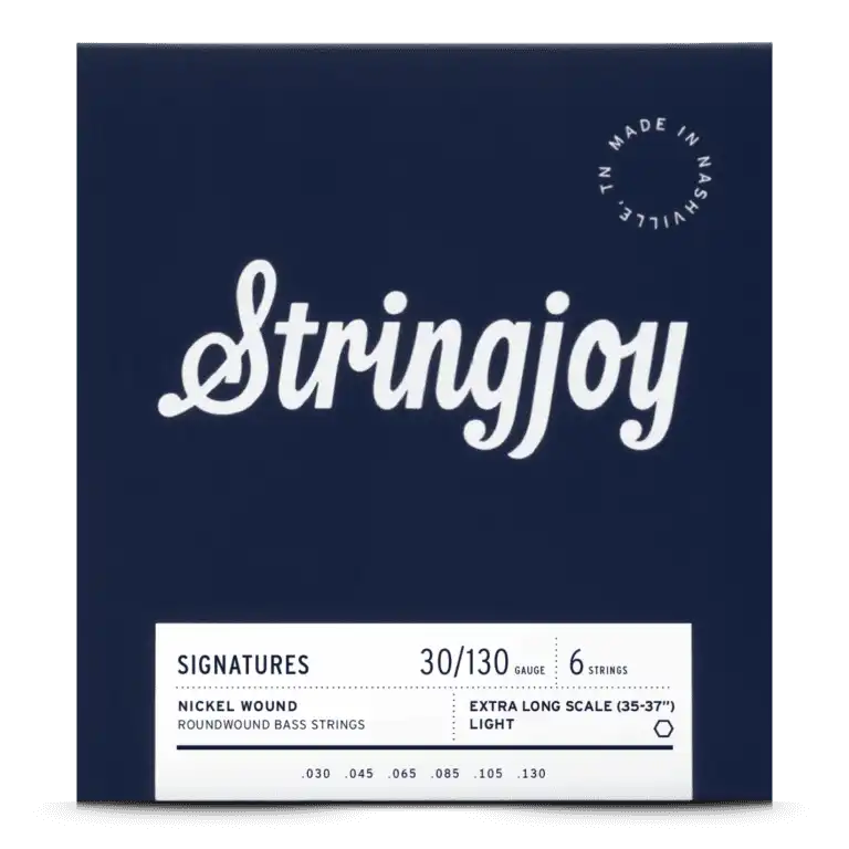 Stringjoy Light Gauge (30-130) 6 String Extra Long Scale Nickel Wound Bass Guitar Strings