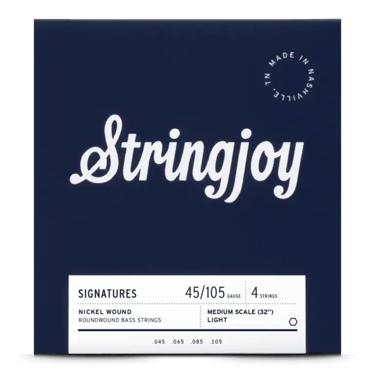 Stringjoy Light Gauge (45-105) 4 String Medium Scale Nickel Wound Bass Guitar Strings