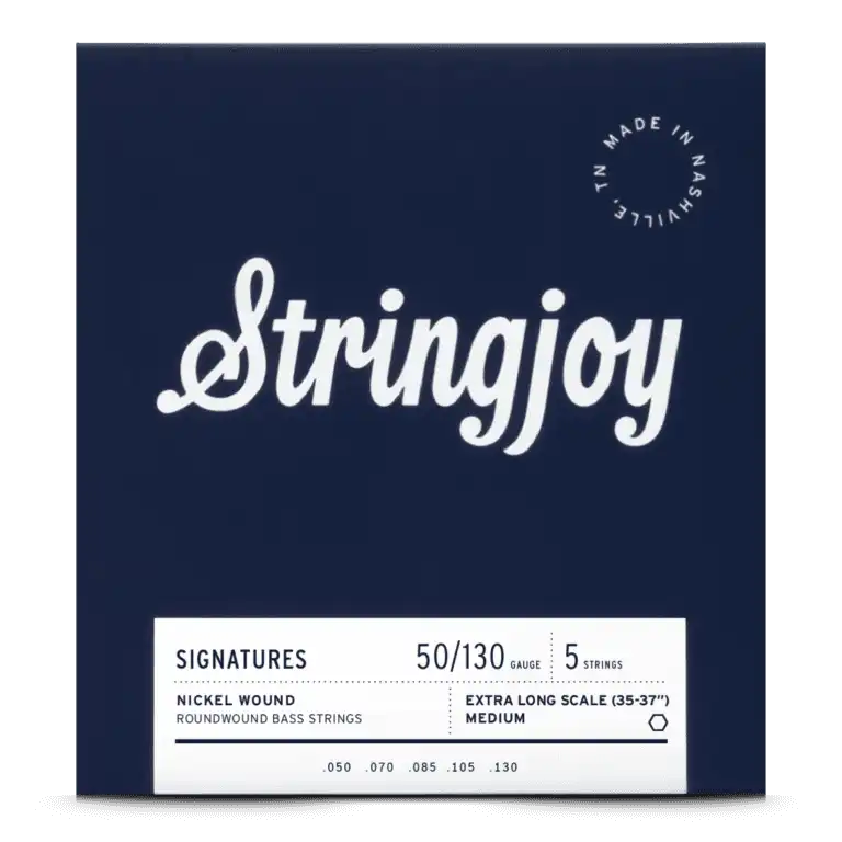 Stringjoy Medium Gauge (50-130) 5 String Extra Long Scale Nickel Wound Bass Guitar Strings