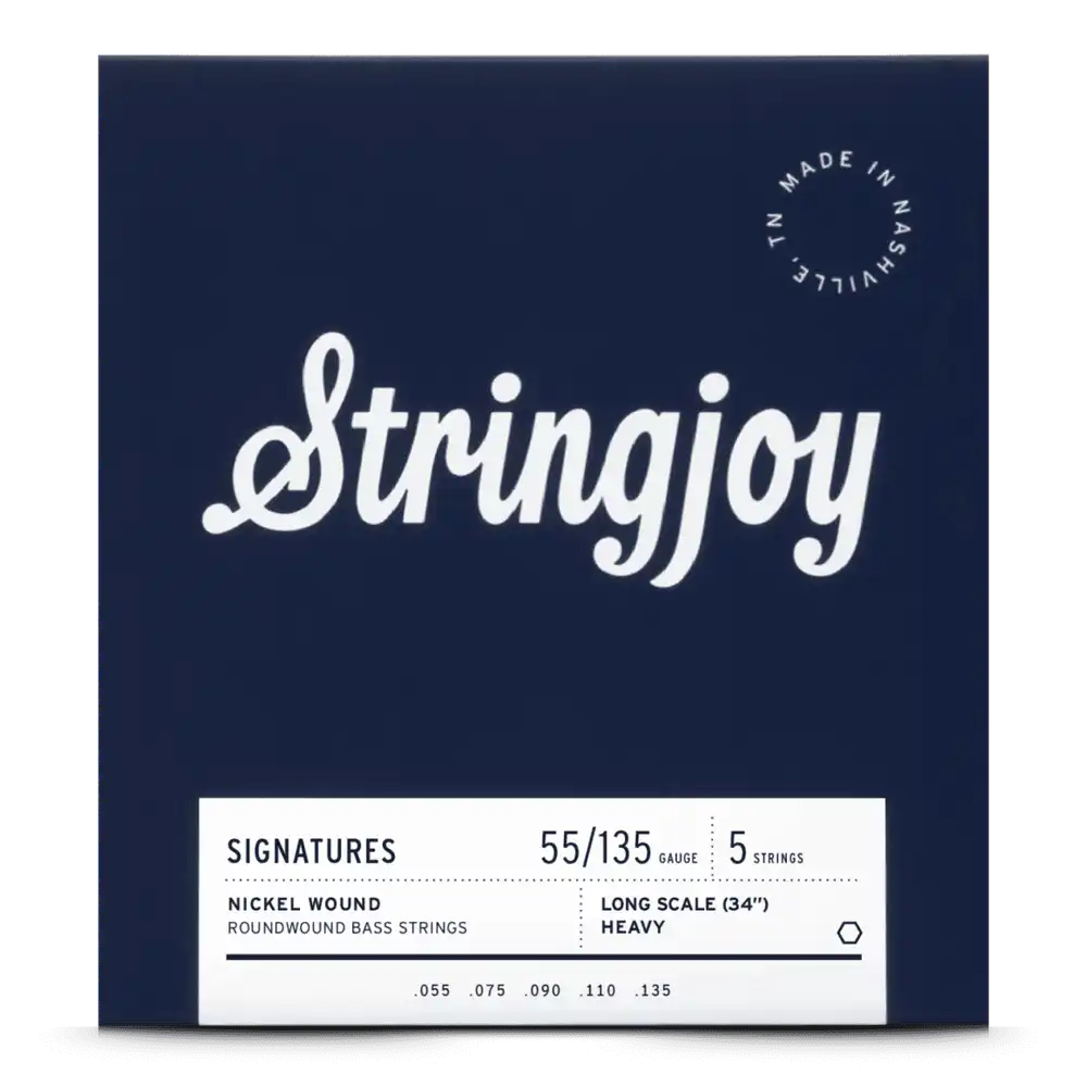 Stringjoy Heavy Gauge (55-135) 5 String Long Scale Nickel Wound Bass Guitar Strings