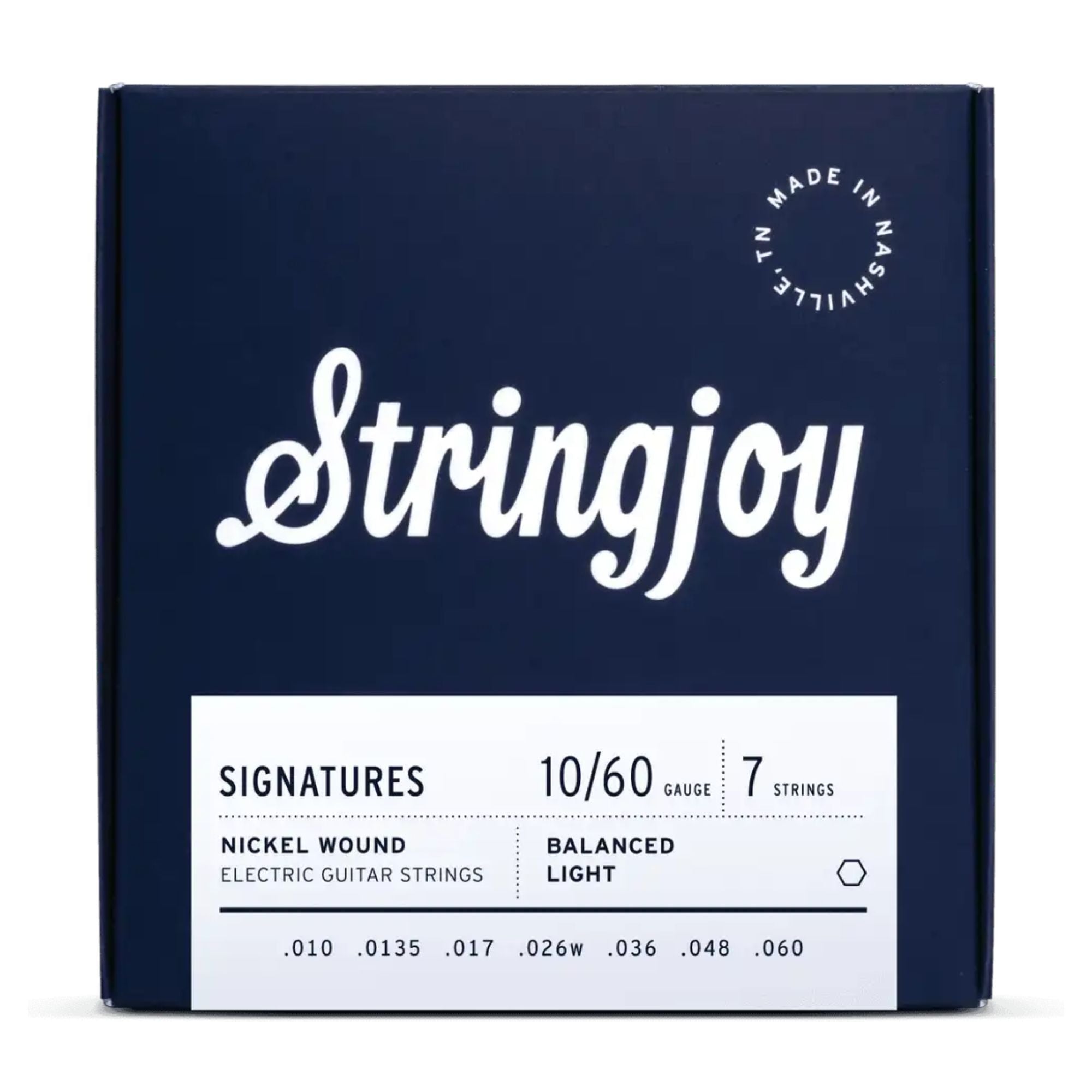 Stringjoy Signatures  7 String Balanced Light Gauge 10-60 Nickel Wound Electric Guitar Strings