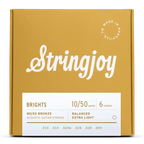 Stringjoy Brights Extra Light Gauge (10-50) 80/20 Bronze Acoustic Guitar Strings
