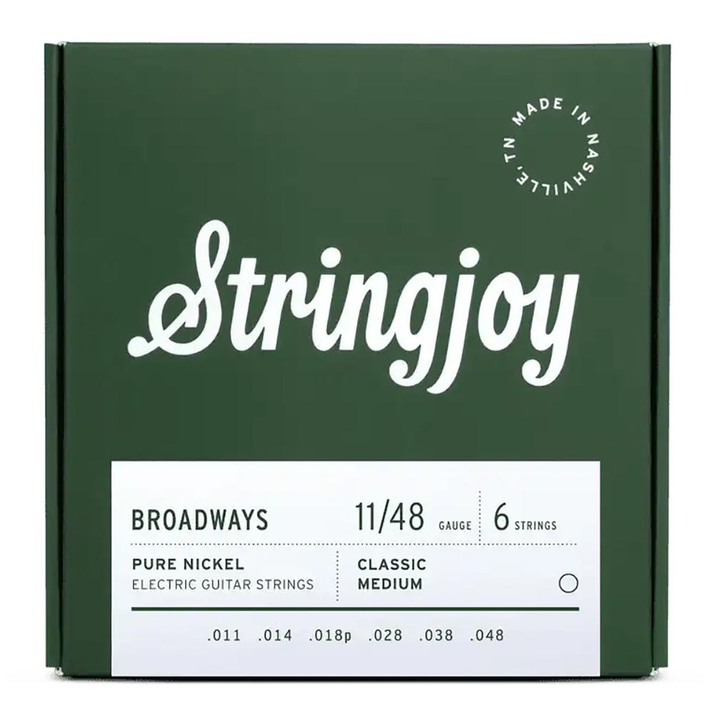 Stringjoy Broadways Classic Medium Gauge 11-48 Pure Nickel Electric Guitar Strings