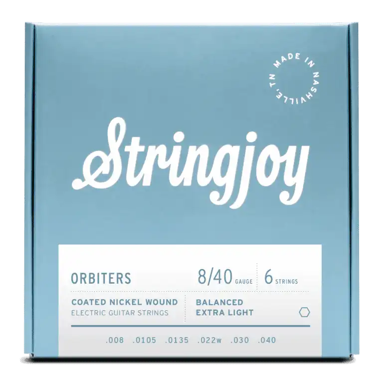 Stringjoy Orbiters Balanced Extra Light Gauge 8-40 Coated Nickel Wound Electric Guitar Strings