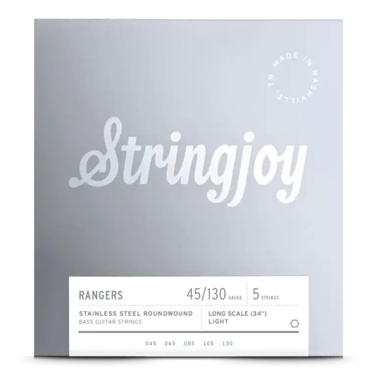 Stringjoy Rangers Light Gauge (45-130) 5 String Long Scale Stainless Steel Bass Guitar Strings