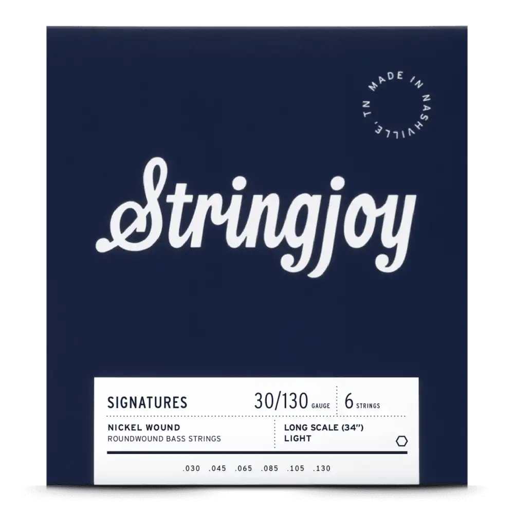 Stringjoy Light Gauge (30-130) 6 String Long Scale Nickel Wound Bass Guitar Strings
