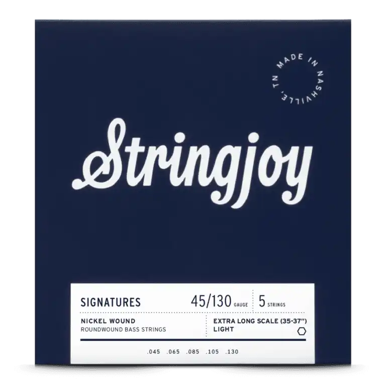 Stringjoy Light Gauge (45-130) 5 String Extra Long Scale Nickel Wound Bass Guitar Strings