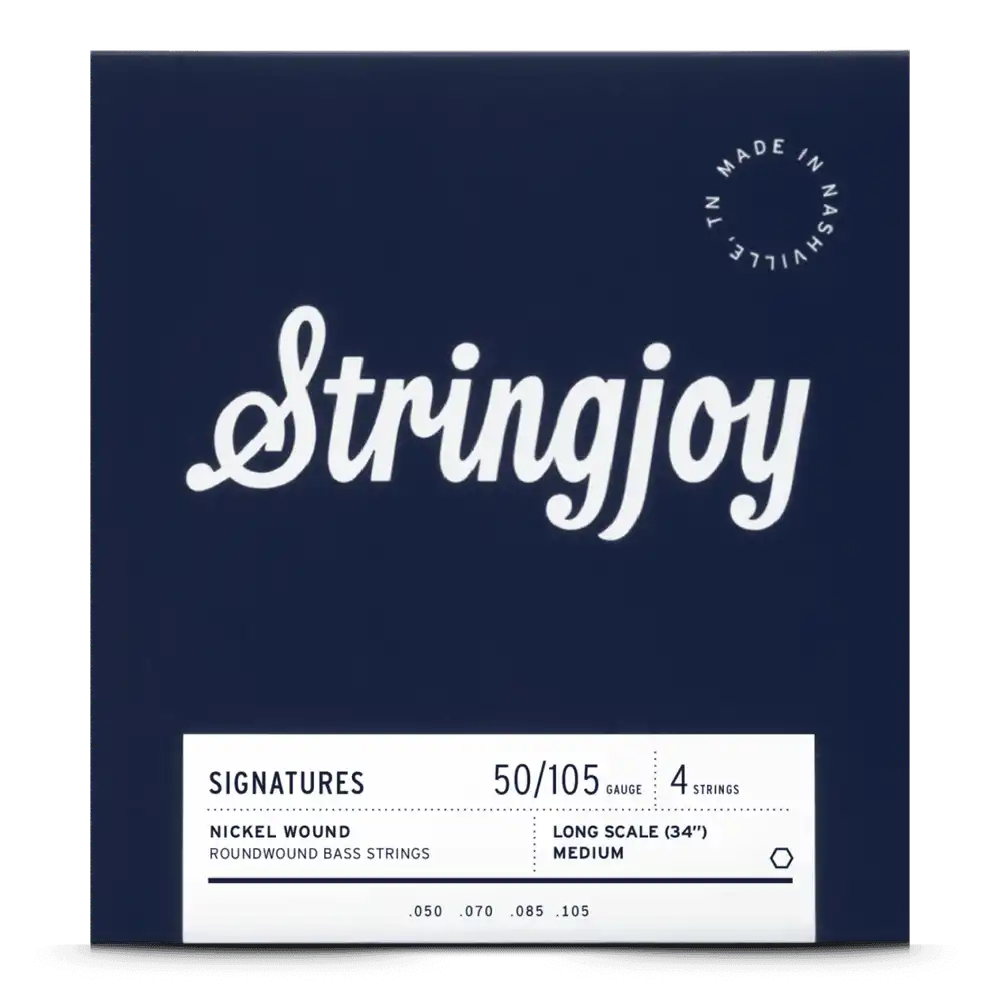 Stringjoy Medium Gauge (50-105) 4 String Long Scale Nickel Wound Bass Guitar Strings