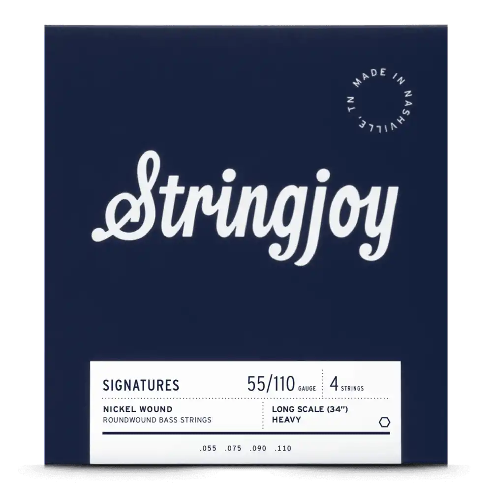 Stringjoy Heavy Gauge (55-110) 4 String Long Scale Nickel Wound Bass Guitar Strings