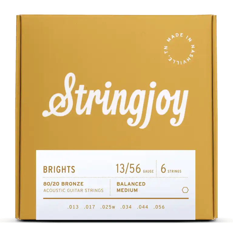 Stringjoy Brights Medium Gauge (13-56) 80/20 Bronze Acoustic Guitar Strings