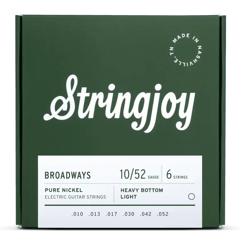 Stringjoy Broadways Heavy Bottom Light Gauge 10-52 Pure Nickel Electric Guitar Strings