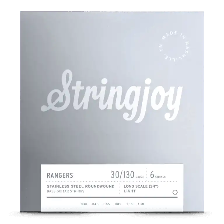 Stringjoy Rangers Light Gauge (30-130) 6 String Long Scale Stainless Steel Bass Guitar Strings