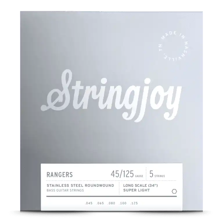 Stringjoy Rangers Super Light Gauge (45-125) 5 String Long Scale Stainless Steel Bass Guitar Strings
