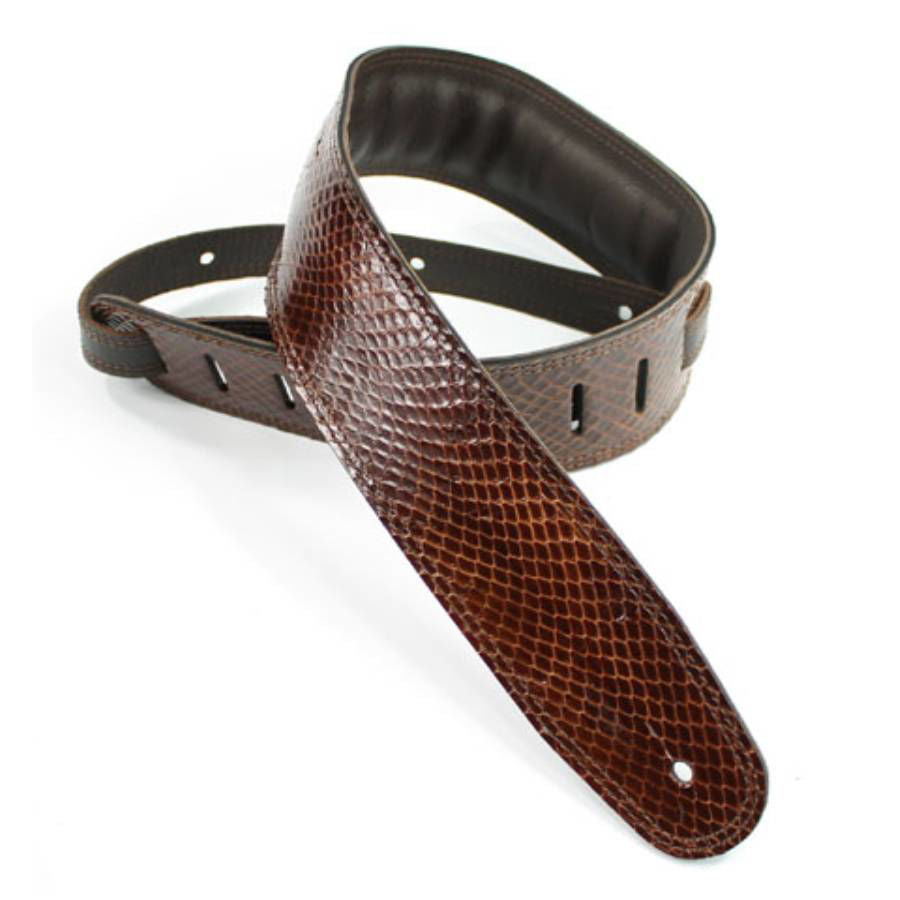 DSL Straps Exotic Series Snake Skin Guitar Strap 2.5in - Snake Skin Brown