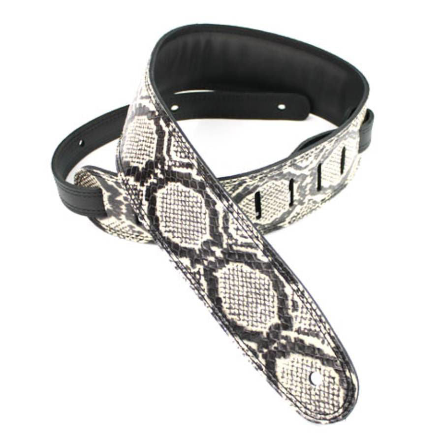 DSL Straps Exotic Series Snake Skin Guitar Strap 2.5in - Snake Skin White & Black