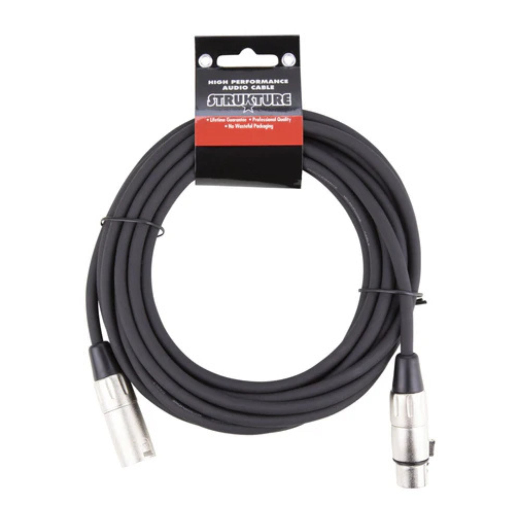 Strukture 20ft XLR microphone cable for PA systems, showing the cable with XLR connectors on each end.