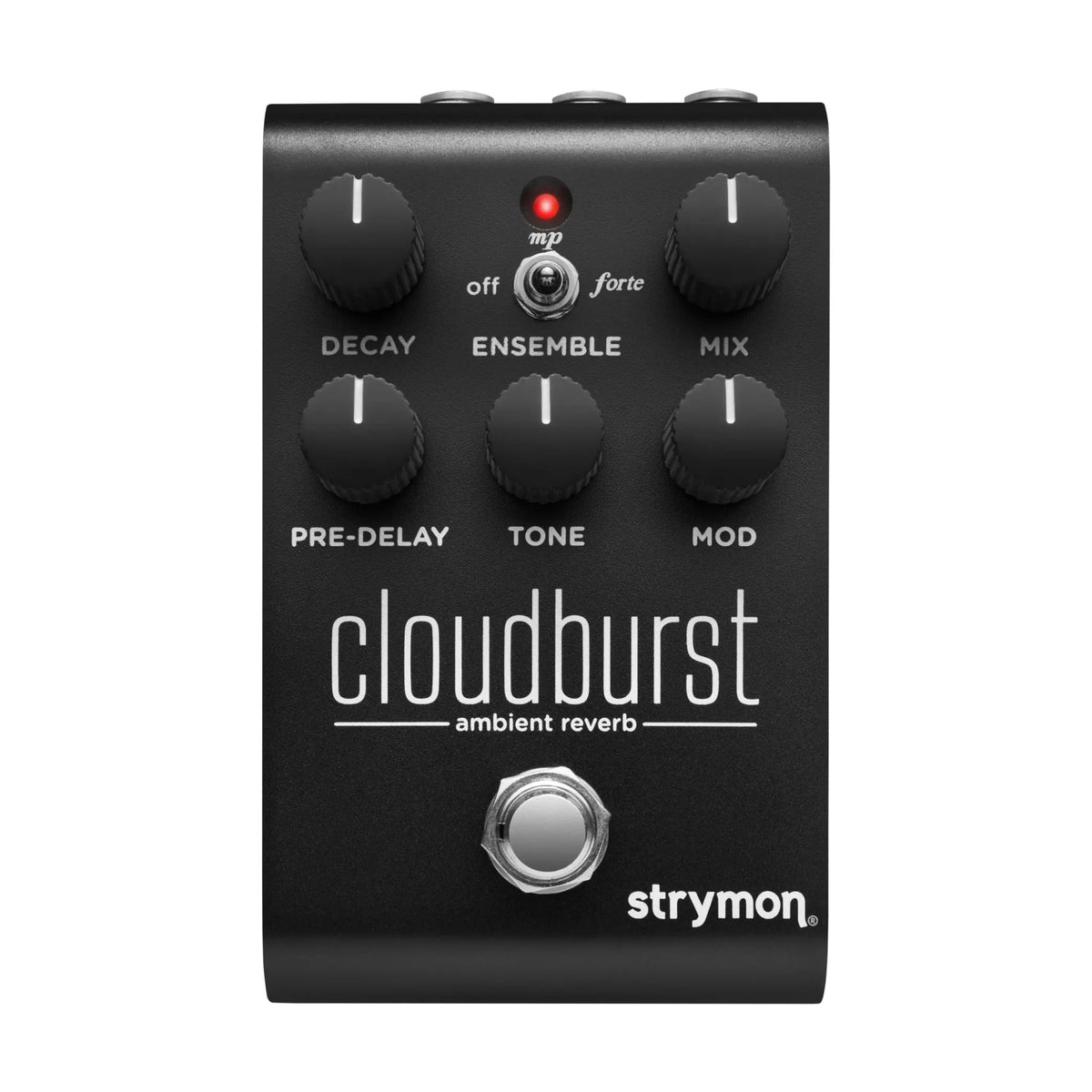 Strymon Cloudburst Midnight Edition effects pedal with dark finish, featuring knobs and input/output jacks for guitar reverb effects.