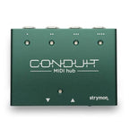Strymon Conduit MIDI interface for effects pedals with quarter-inch cable connection, compact design for seamless MIDI integration.