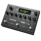 Strymon Timeline MX delay pedal with multiple effect knobs and input/output jacks, showcasing a sleek black effects pedal design.