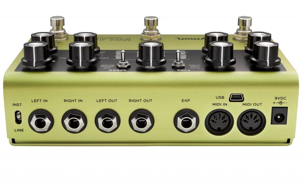 Strymon Volante Magnetic Echo Guitar Effects Pedal with vintage-style controls and magnetic tape deck interface.