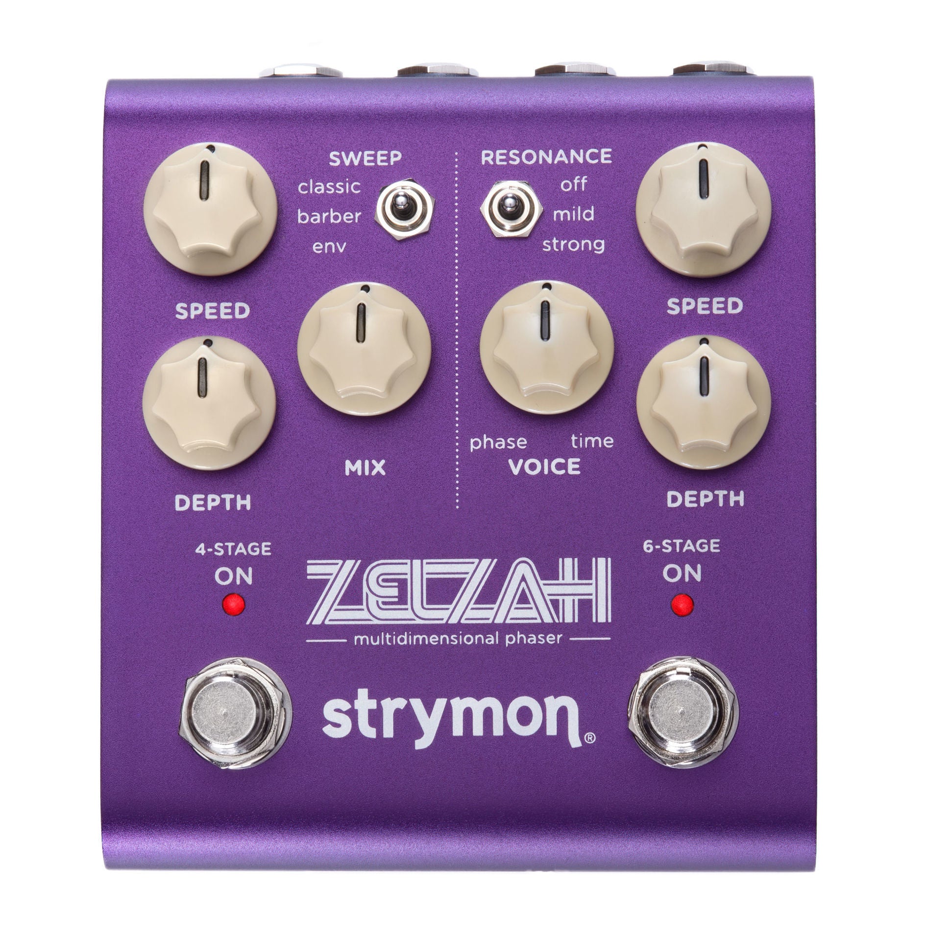Strymon Zelzah multidimension phaser effects pedal with multiple controls and colorful interface for guitar effects.