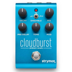 Strymon Cloudburst ambient reverb guitar effect pedal with control knobs and footswitch, connected to guitar equipment.